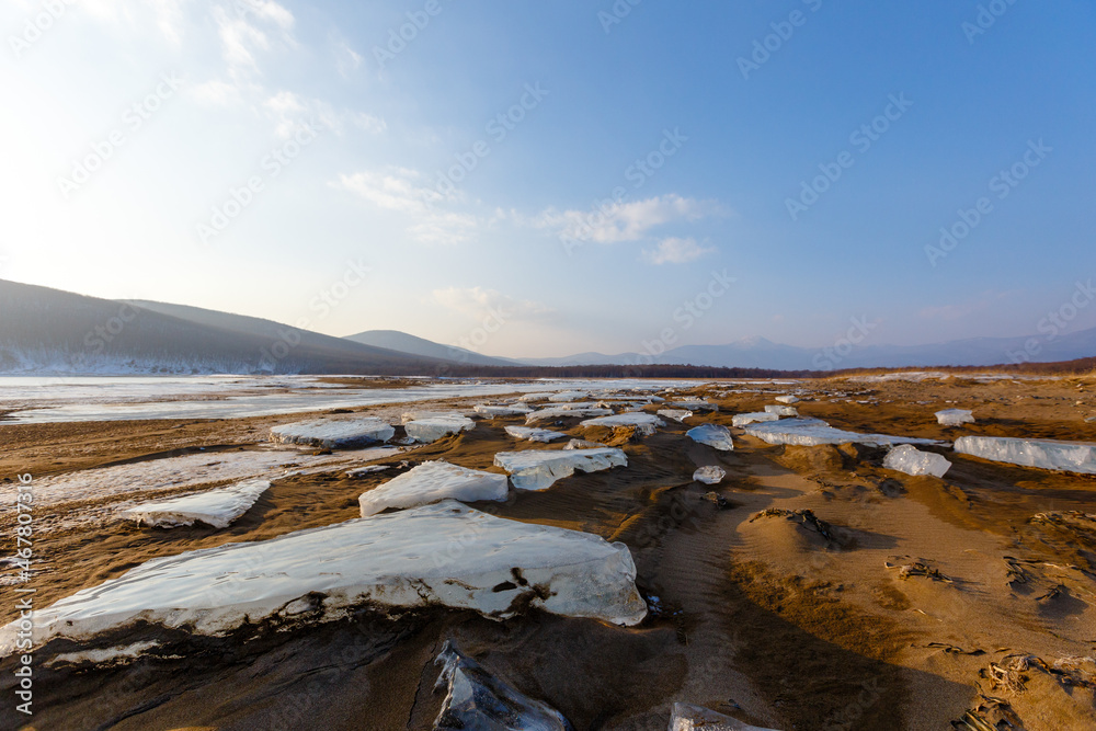 The frozen coast of the Sea of Japan. Sikhote-Alin Biosphere Reserve. The frozen coast of the Sea of Japan. Sikhote-Alin Biosphere Reserve.