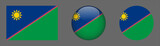 Namibia flag set collection button flat rounded icon