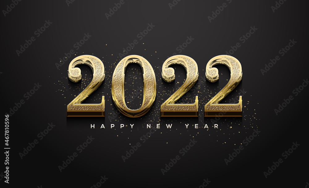 2022 Happy new year with classic luxury gold glitter. Stock Vector ...