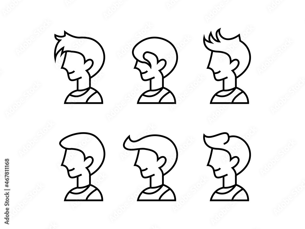 Peoples icon, set icon of man, man icon, outline icon, male icon with different hairstyle Peoples icon, set icon of man, man icon, outline icon, male icon with different hairstyle