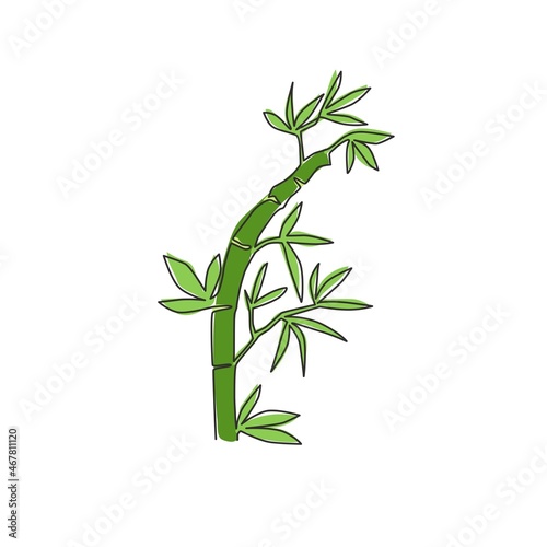 One single line drawing of bamboo trees for plantation logo identity. Fresh evergreen perennial flowering plant concept for plant icon. Modern continuous line draw design vector graphic illustration