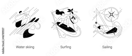 Water sport abstract concept vector illustrations.