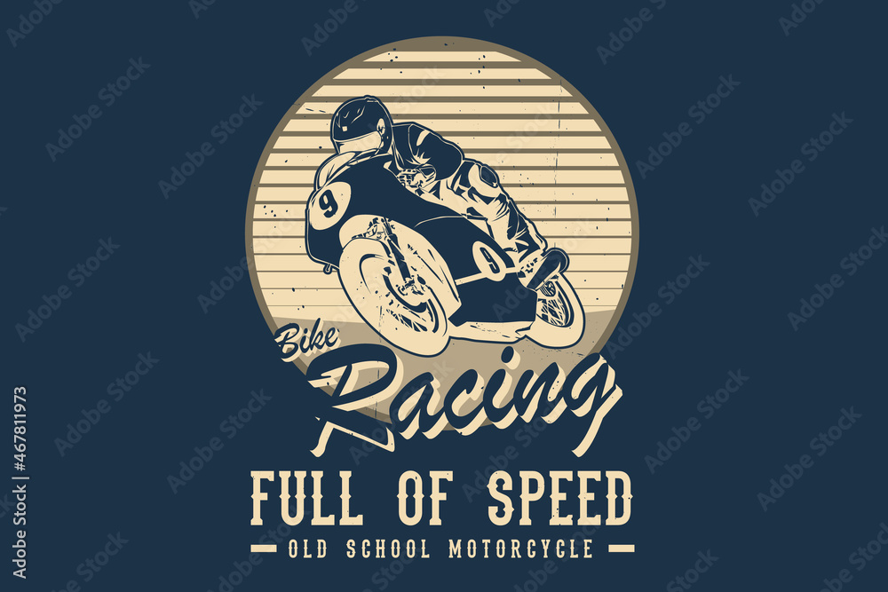 Obraz premium Bike racing full of speed old school motorcycle silhouette design