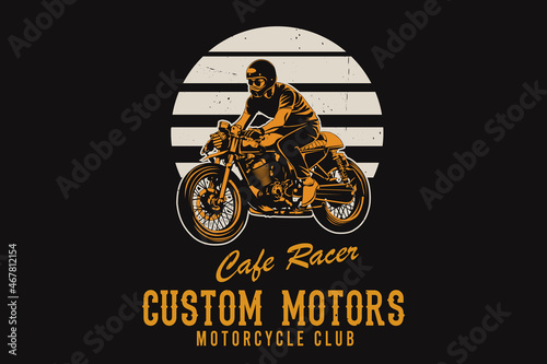 Fotografia, Obraz Cafe racer custom motors motorcycle club silhouette design