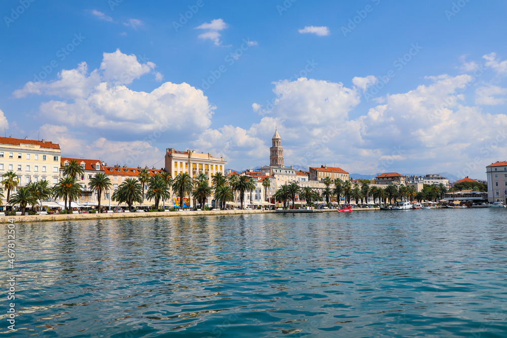 View of the Riva promenade and old town harbor of Split Croatia
