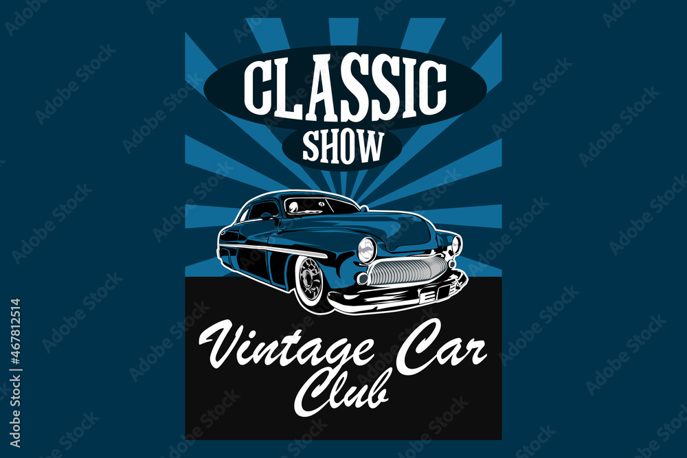 Classic show vintage car club illustration design Stock Vector Adobe