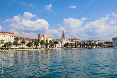 View of the Riva promenade and old town harbor of Split Croatia