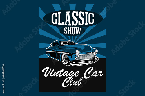 Classic show vintage car club illustration design