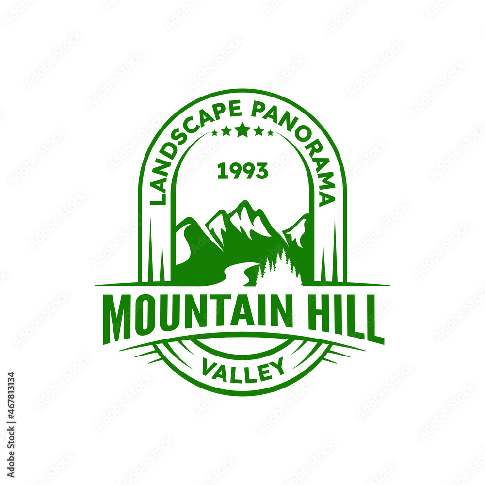 Fototapeta premium Mountain Hill Badge Logo stamp
