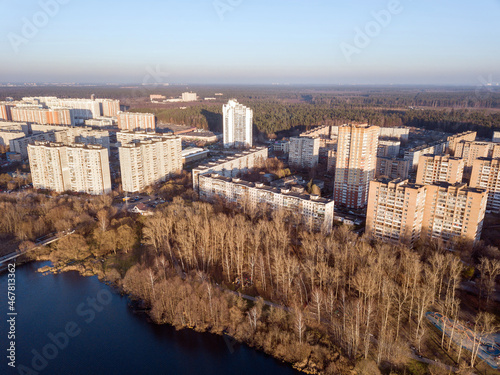 Sticker Aerial view of the new residential neighborhood on a sunny autumn day