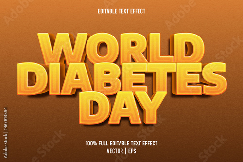 World diabetes day editable text effect cartoon style