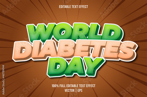 World diabetes day editable text effect comic style