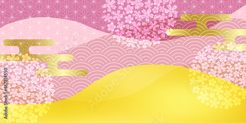 桜　和柄　年賀状　背景