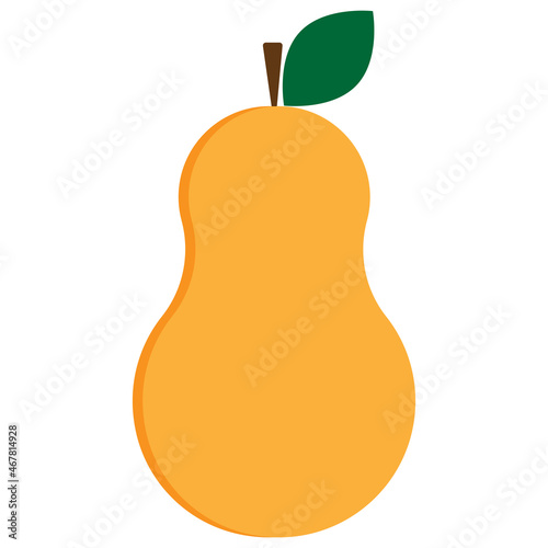 Yellow pear icon. Food logo. Fresh fruit. Health snack. Hand drawn. Art design. Vector illustration. Stock image. 
