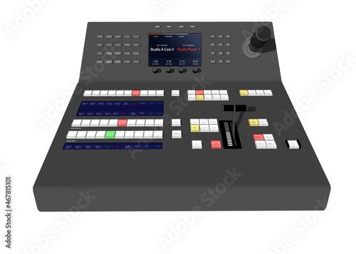 Switcher for  Video production and Streaming. Vision Mixer for Professional Broadcast. Control Panel of  Technical Director. Tool of Multi camera System.