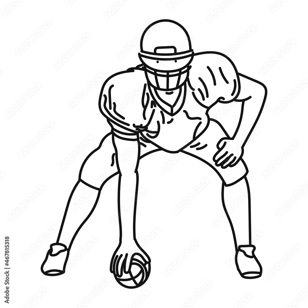 black striped illustration of american football player in action