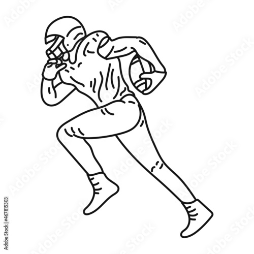 black striped illustration of american football player in action