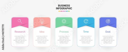 Infographic design with icons and 5 options or steps. Thin line vector. Infographics business concept. Can be used for info graphics, flow charts, presentations, web sites, banners, printed materials.