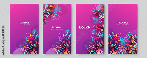 Trendy editable square art templates with floral and geometric elements. for social networks stories, vector illustration. Design backgrounds for social media.