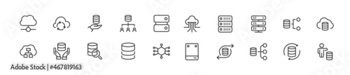 Pack of line database icons. photo