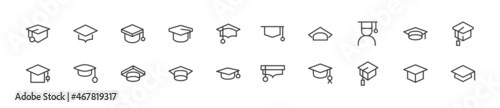 Linear icon set of graduate.