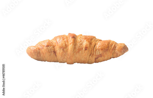 French delicious croissant isolated on white background, crisp pastry bread