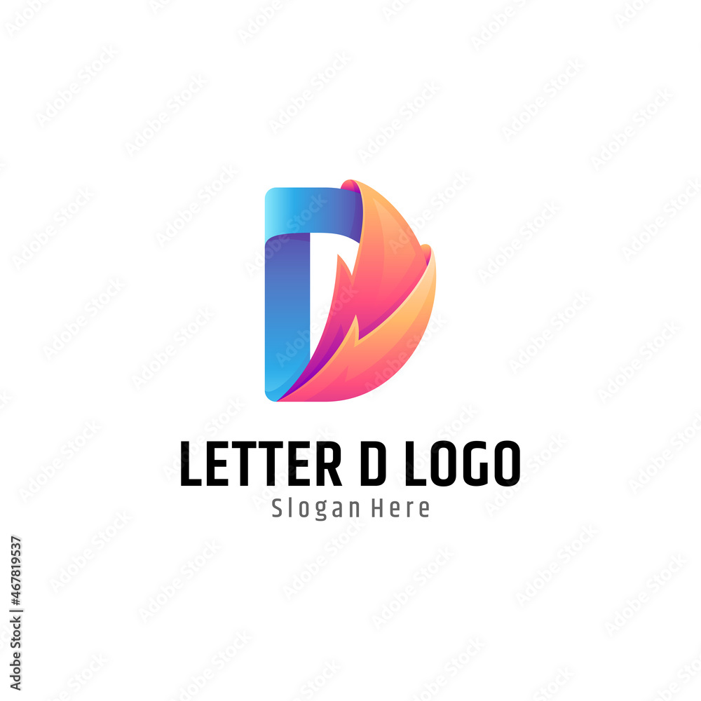 Fire letter D logo template suitable for initial name Fire letter D logo template suitable for initial name