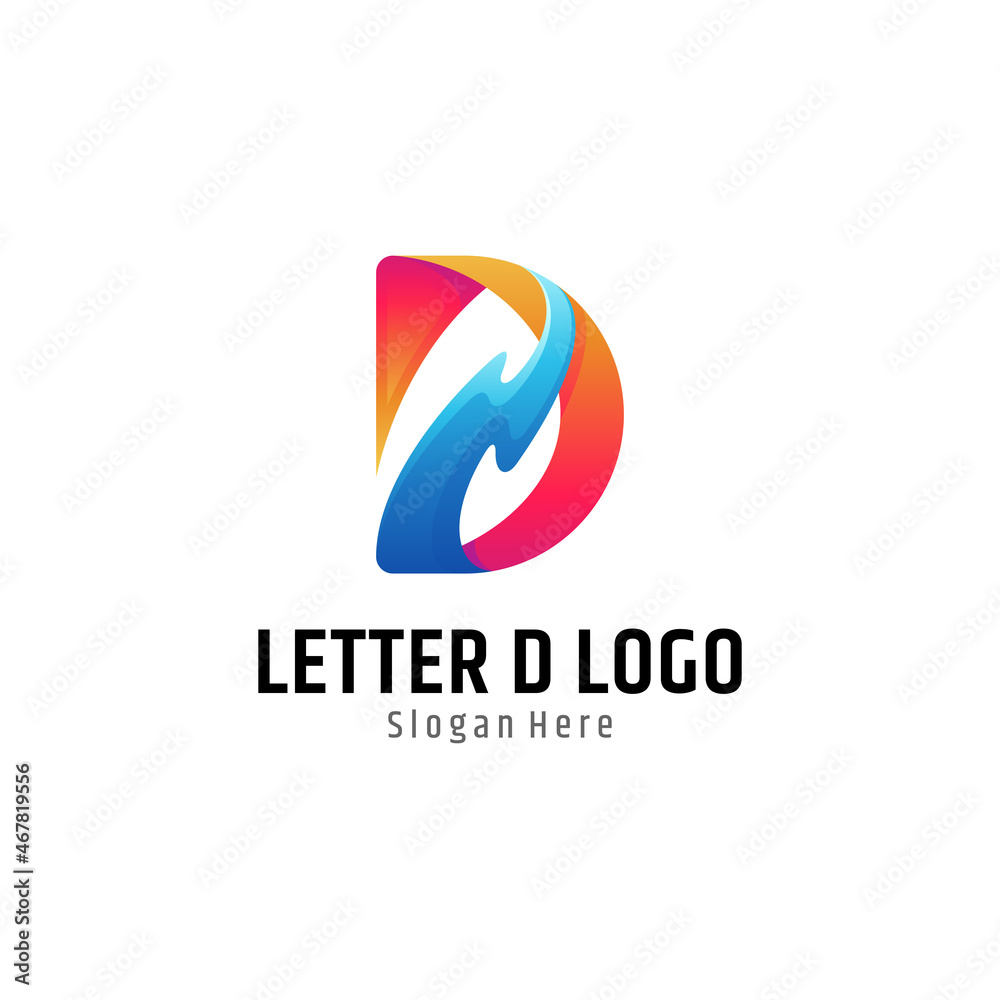 D logo with wave suitable for initial name D logo with wave suitable for initial name
