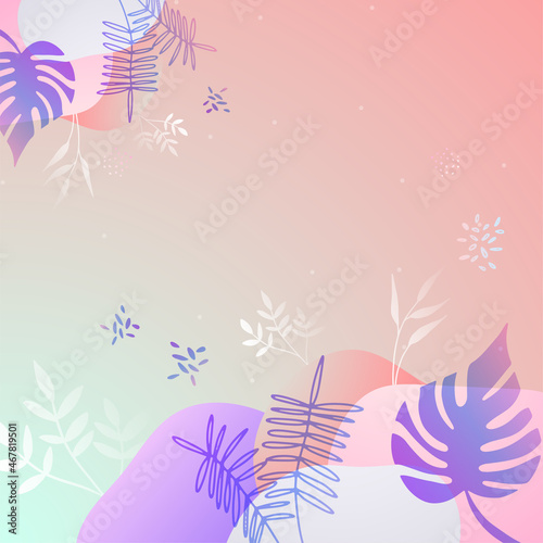 Colorful trendy abstract organic floral minimalist art design background with gradient vivid vibrant color. Pink, pastel color, blue, soft color floral background. Beauty fashion banners design.