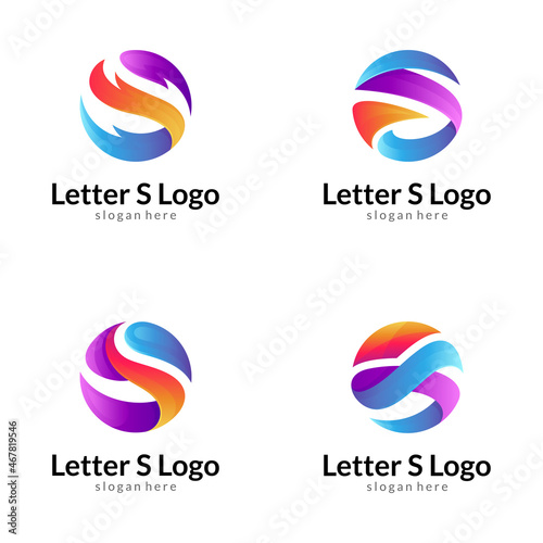 letter S business logo set, abstract gradient circle logo collection