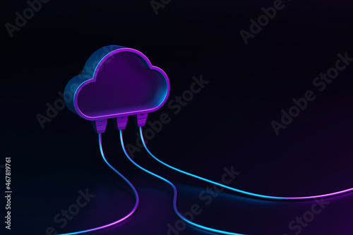 Cloud computing concept. Technology data center on cloud service. 3d rendering illustration