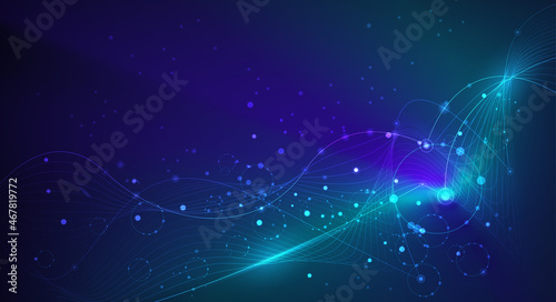 8.Vector molecule, Network Connected, technology on blue background
