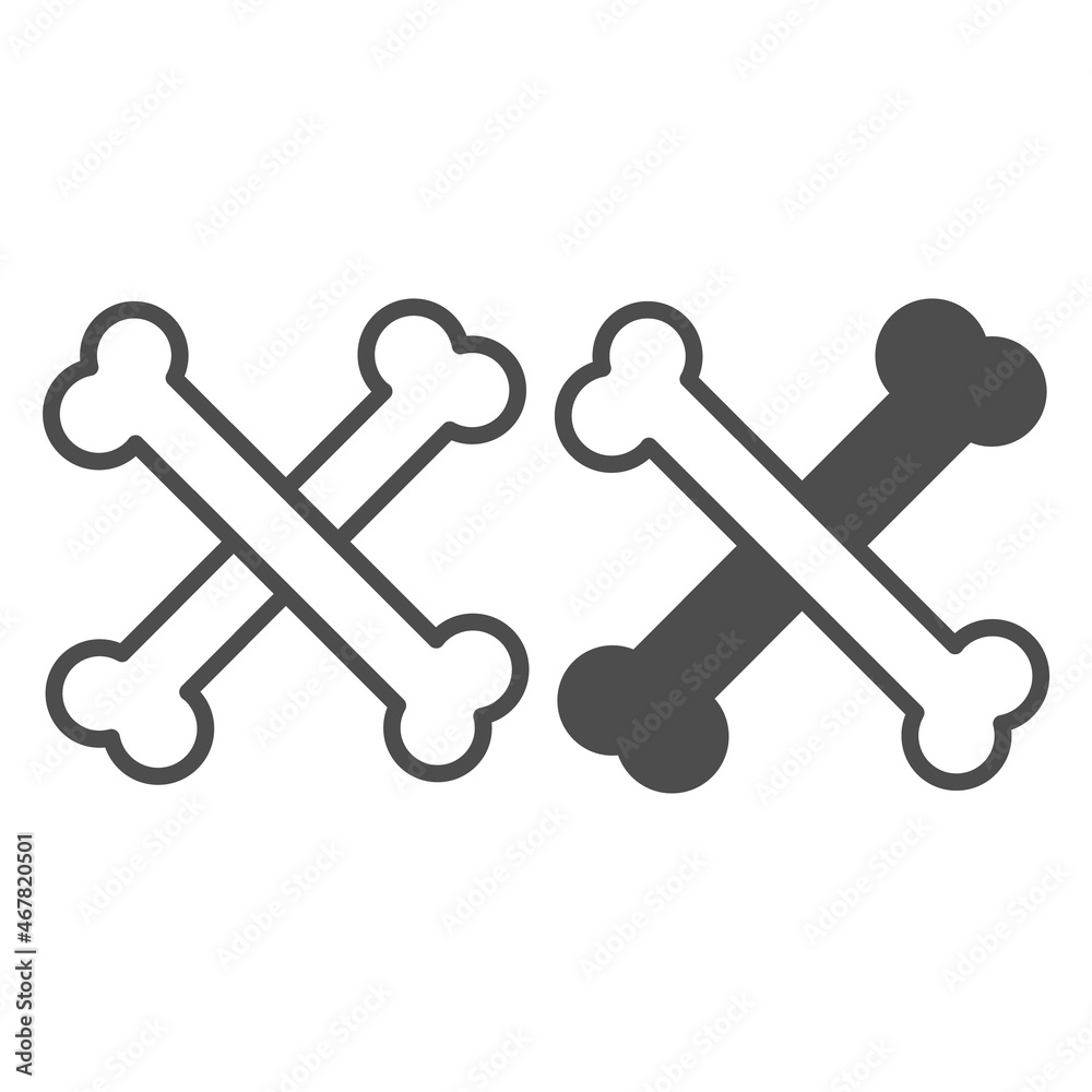 Crossed bones, halloween, crossbones line and solid icon, halloween concept, horror night vector sign on white background, outline style icon for mobile concept and web design. Vector graphics. Crossed bones, halloween, crossbones line and solid icon, halloween concept, horror night vector sign on white background, outline style icon for mobile concept and web design. Vector graphics.