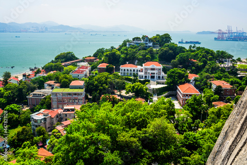 Overlooking view of ancient buildings in Gulangyu, Xiamen, China. The place is one of the UNESCO World Heritage. photo