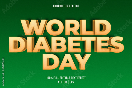 World diabetes day editable text effect cartoon style