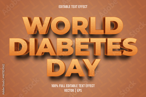 World diabetes day editable text effect cartoon style