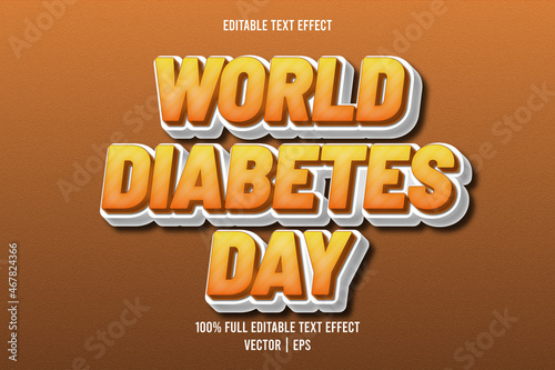 World diabetes day editable text effect cartoon style