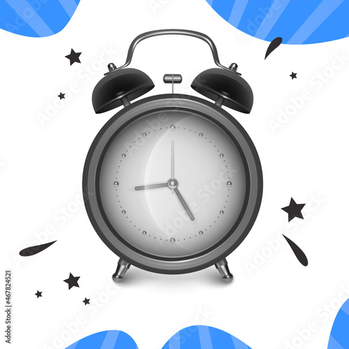 Black alarm clock Retro alarm clock, Vector format