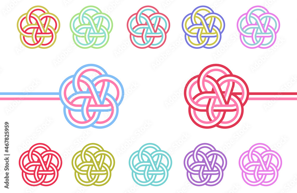 カラフルな水引 梅結びセット ベクター素材 Stock ベクター Adobe Stock