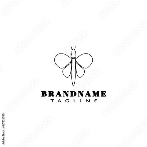 insect animal logo cartoon icon design template black isolated vector cute
