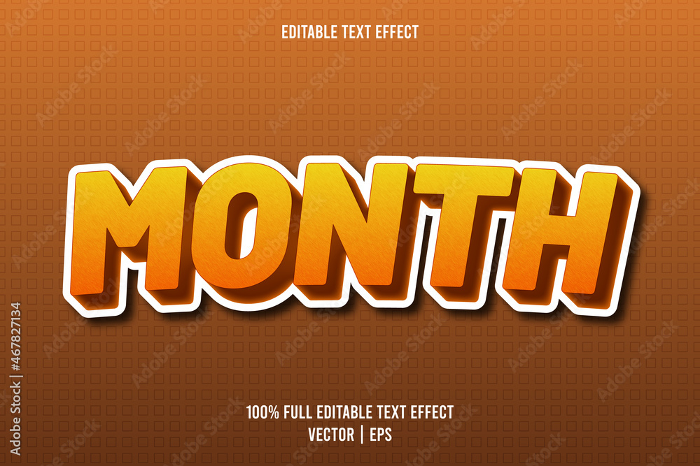 Month editable text effect comic style