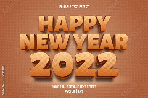Happy new year 2022 editable text effect cartoon style
