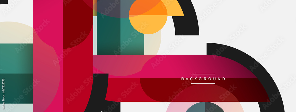 Geometric shapes composition abstract background. Circles lines and rectangles. Vector illustration for wallpaper banner background or landing page Geometric shapes composition abstract background. Circles lines and rectangles. Vector illustration for wallpaper banner background or landing page