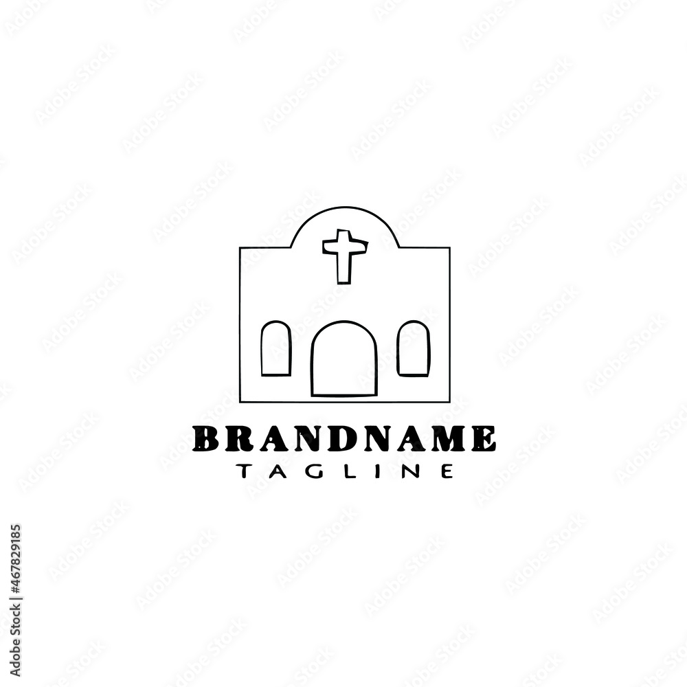 church cartoon logo template icon design black isolated vector illustration