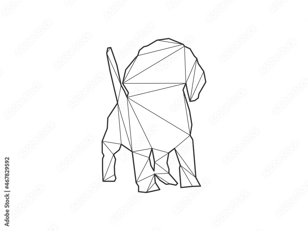 Mosaic triangles of Dog isolated on a white background. Abstract design for vector. Mosaic triangles of Dog isolated on a white background. Abstract design for vector.