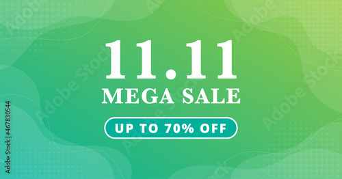 11.11 Mega shopping day sale poster or flyer design. Global shopping world day Sale on colorful background. 11.11 Crazy sales online.