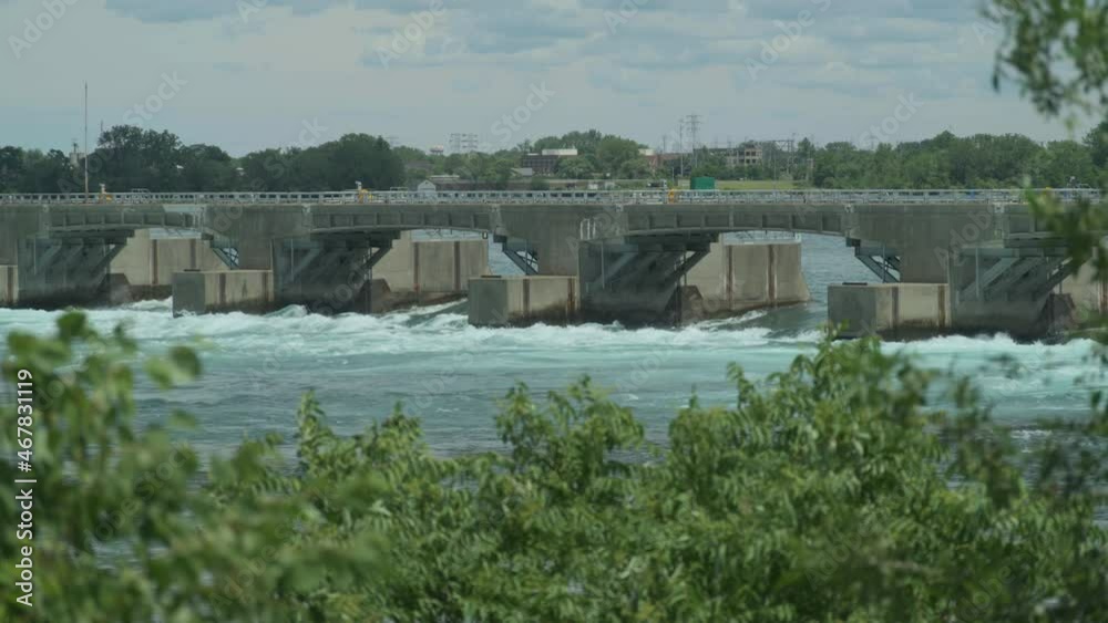 International Control Dam on the Niagara River between the United States and Canada. International Control Dam on the Niagara River between the United States and Canada.