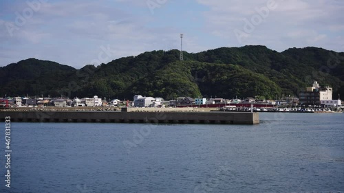 Kada Port in Wakayama, Japan. Pan Establishing Shot on Sunny Day photo