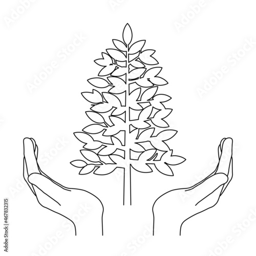 Save the Forest, Concept illustration (white background, vector, cut out, line art)