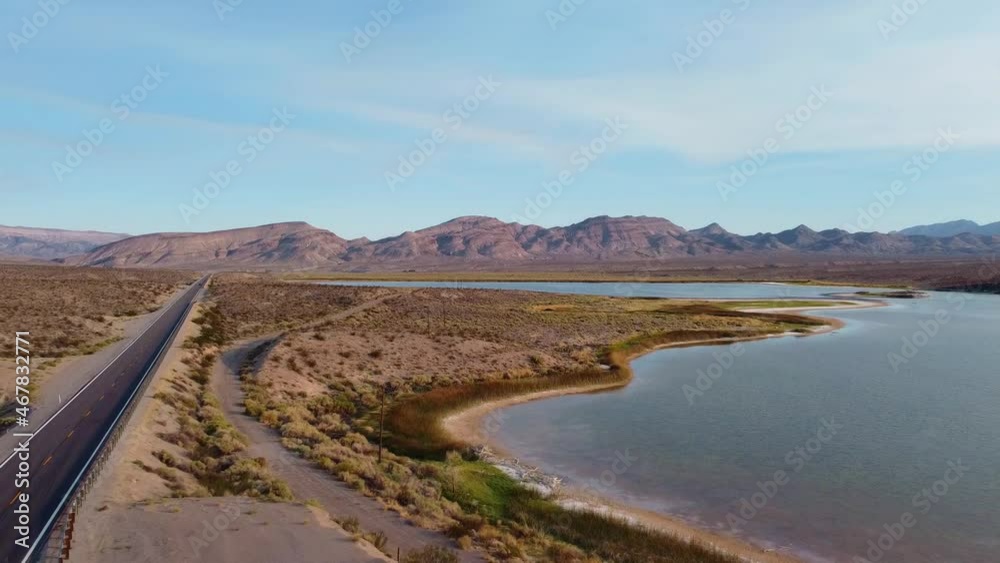 Drone flying through the Nevada desert Drone flying through the Nevada desert